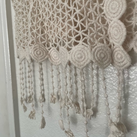 Beige Knit Tassel Cardigan - Picture 2 of 3